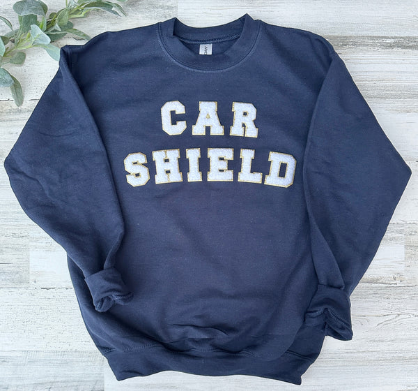 Car Shield Chenille Letters Sweatshirt